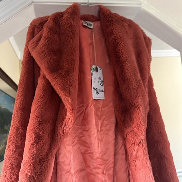 Show Me Your Mumu Pink Faux Fur Long Jacket - Picture 4 of 5
